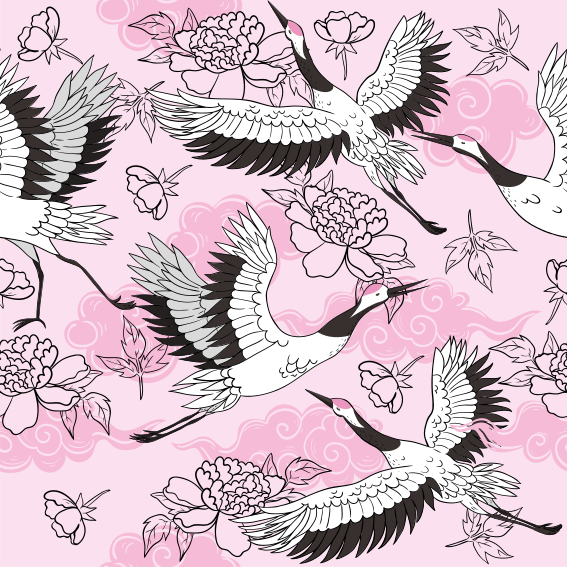 Animal vinyl rug with modern pink wild birds pattern - TenStickers