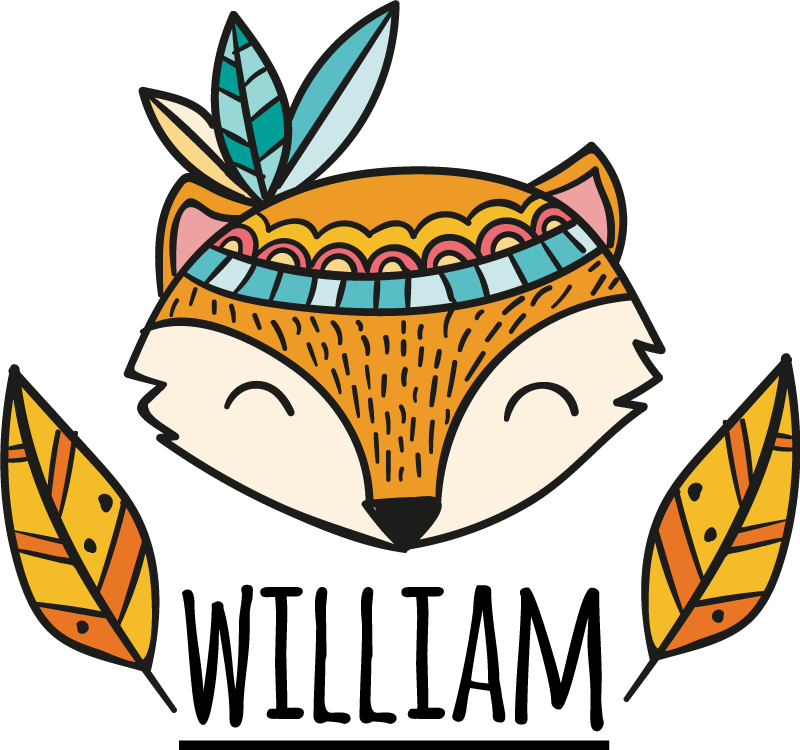 Animal vinyl rug nordic fox with feathers custom - TenStickers