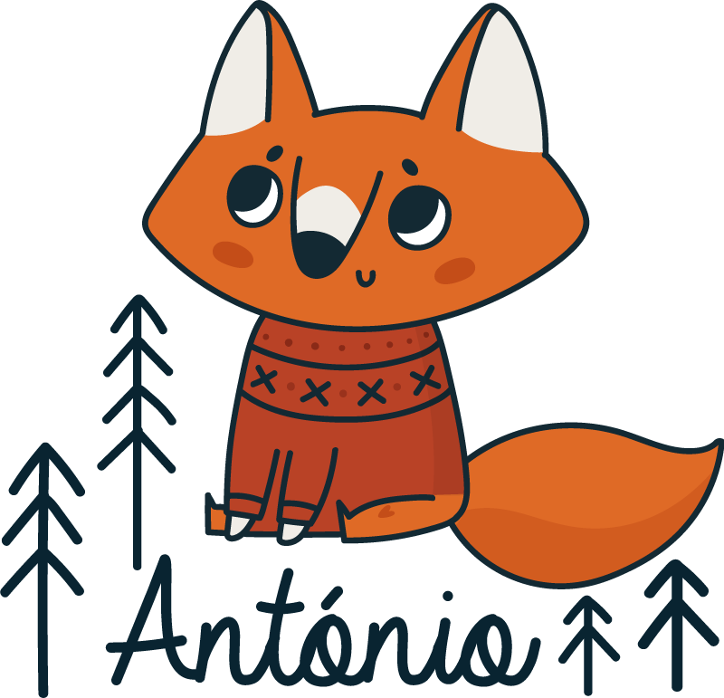 Nordic fox personalized animal vinyl rug - TenStickers