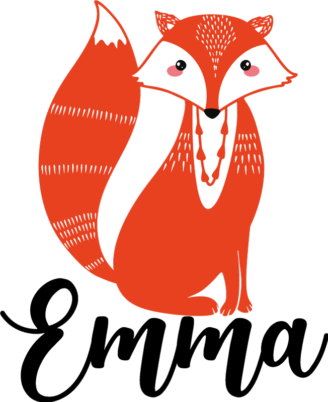 Nordic fox with name animal vinyl rug - TenStickers