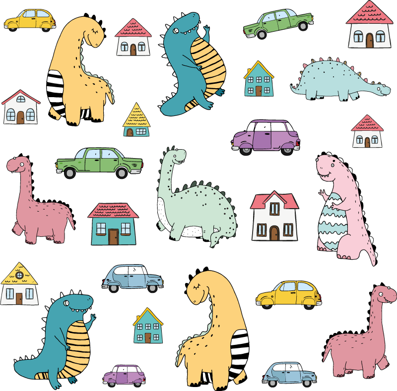 Animal vinyl rug nordic dinosaurs set - TenStickers