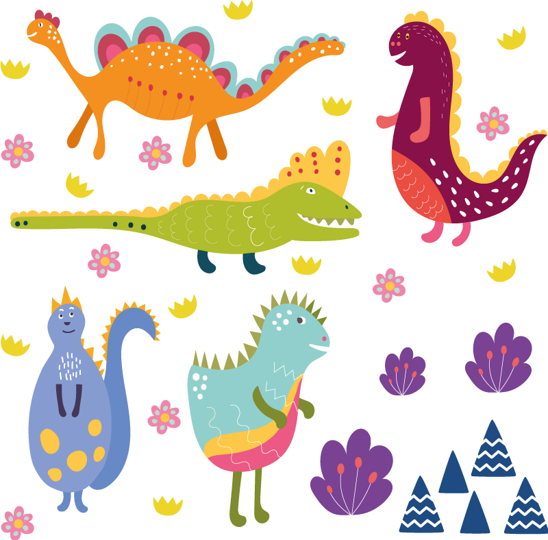 Animal vinyl rug nordic dinosaur hand-painted set - TenStickers