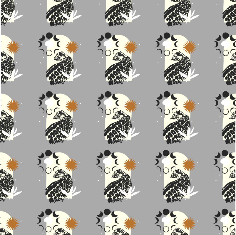 Animal vinyl rug black leopard under moon pattern - TenStickers