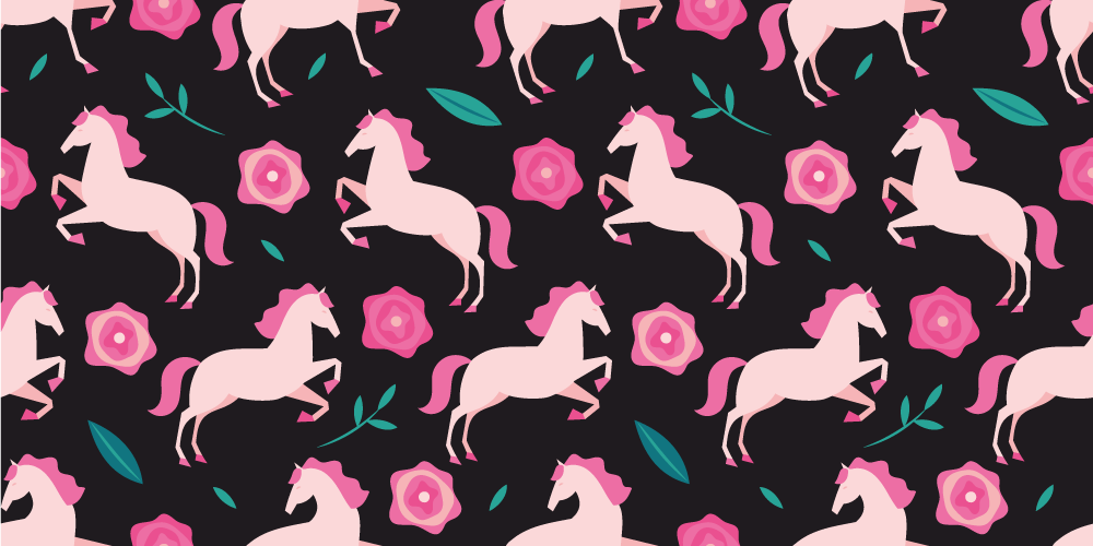 Animal vinyl rug with horses and floral designs - TenStickers