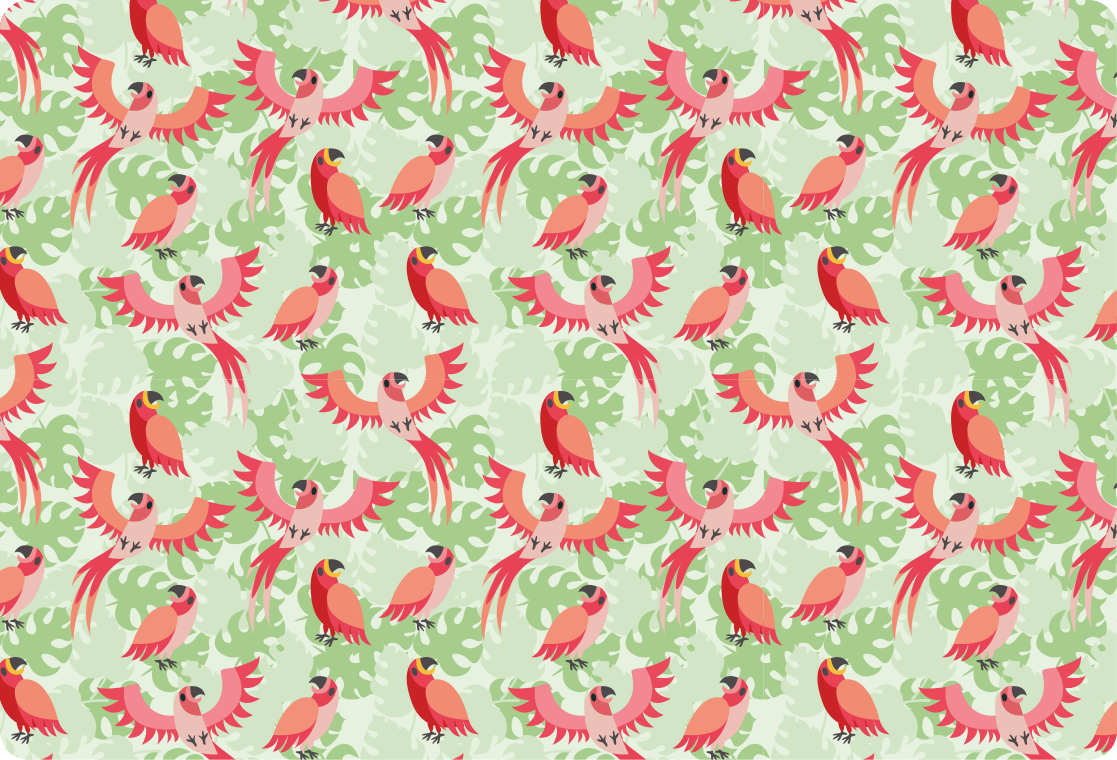 Animal vinyl rug with red birds on green leaves - TenStickers
