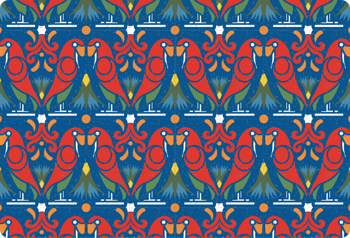 Animal vinyl rug with floral design on blue - TenStickers