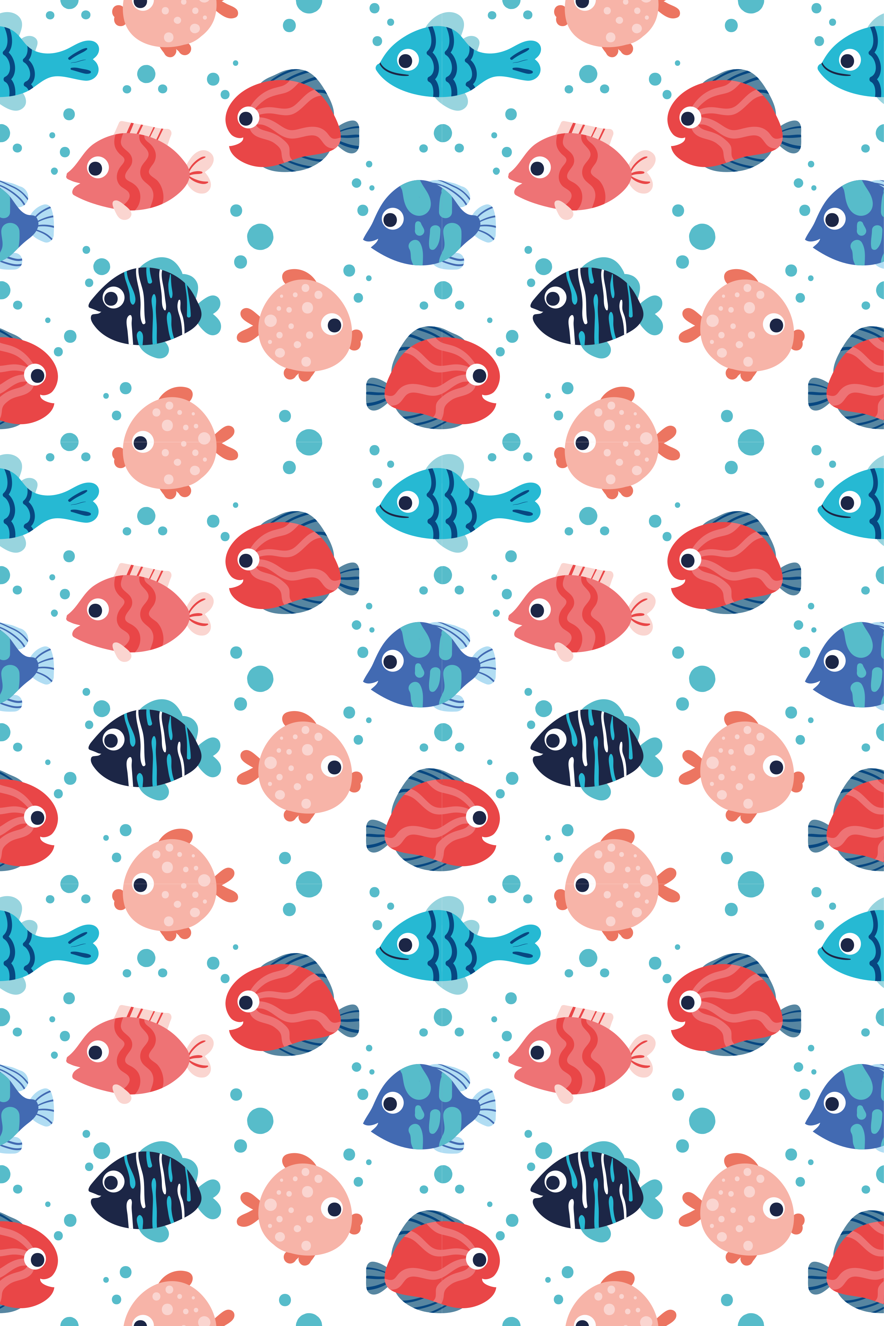 Pink and blue fishes animal vinyl rug - TenStickers