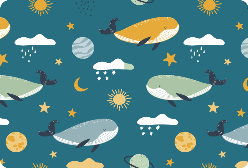 Animal vinyl rug with trendy whale design - TenStickers