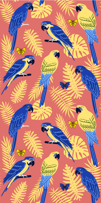 Animal vinyl rug parrots and butterflies design - TenStickers