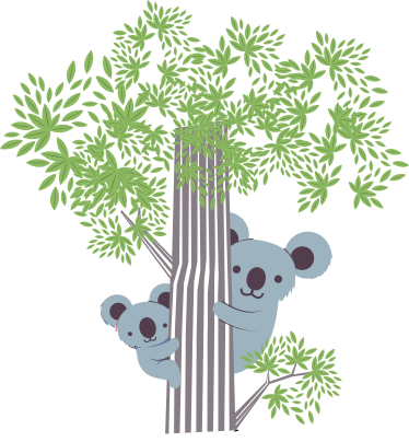 Animal vinyl rug featuring koalas on a tree - TenStickers
