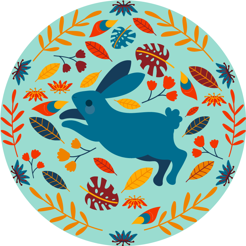 Animal vinyl rug with playful rabbit design - TenStickers