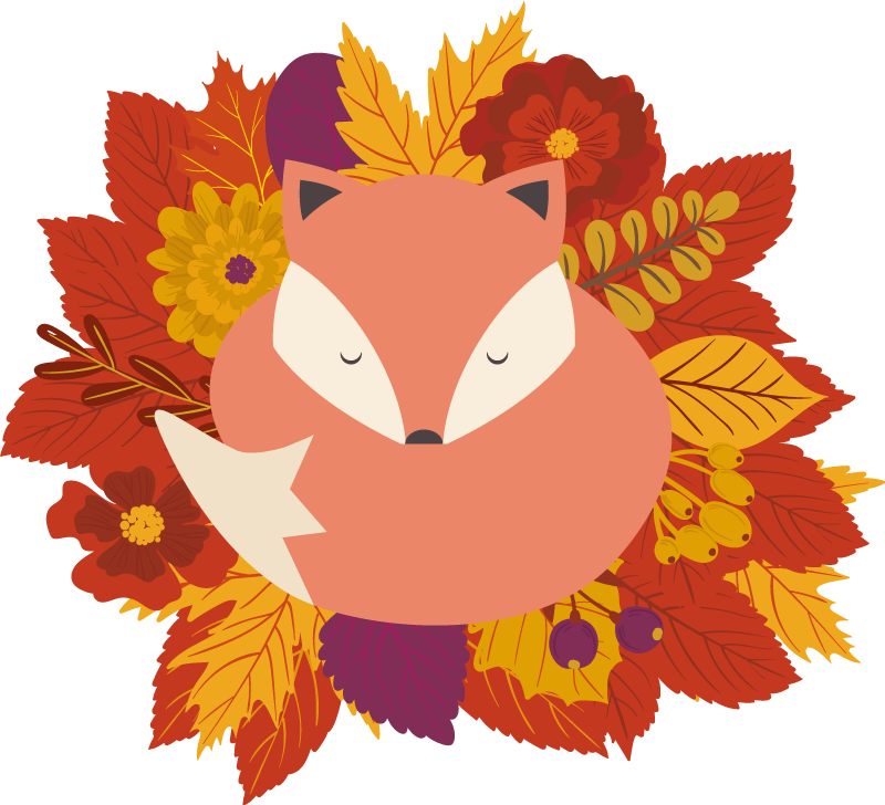 Fox with leaves animal vinyl rug - TenStickers