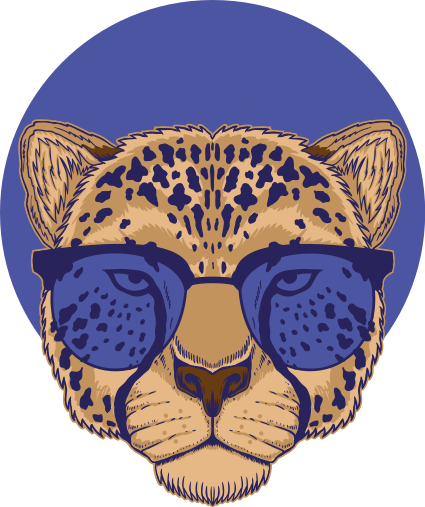 Animal vinyl rug leopard with glasses - TenStickers