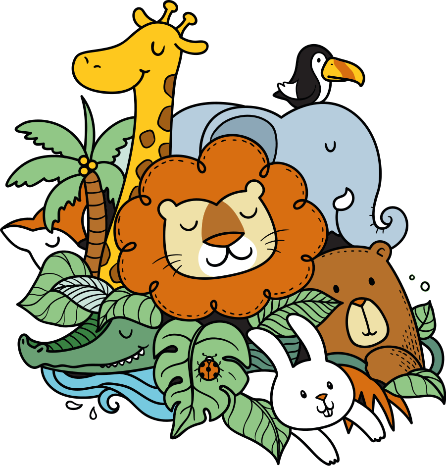 Animal vinyl rug playful animal design - TenStickers