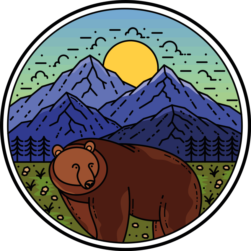 Animal vinyl rug bear in a landscape - TenStickers
