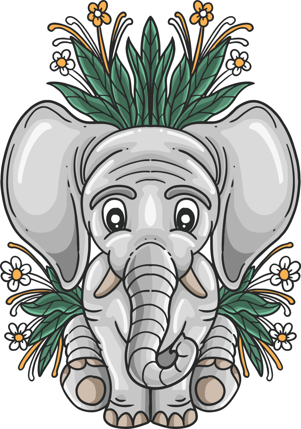 Animal vinyl rug cute elephant design - TenStickers