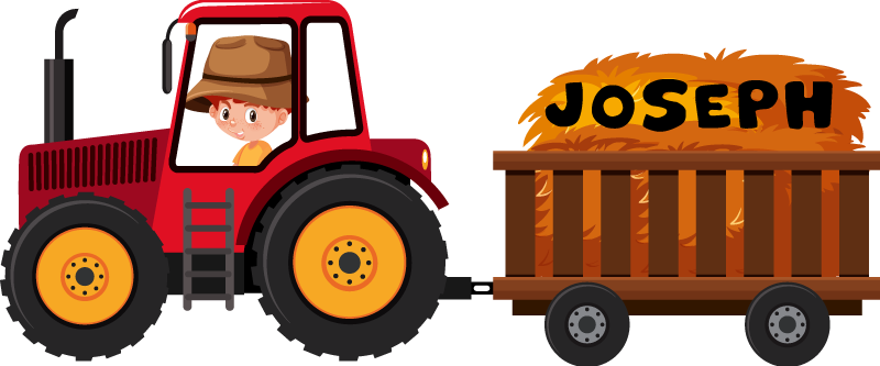 Animal vinyl rug tractor with hay - TenStickers