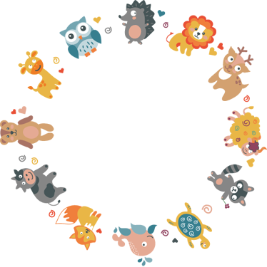 Animal vinyl rug featuring baby animals in a circle - TenStickers