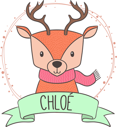 Baby deer with name animal vinyl rug - TenStickers