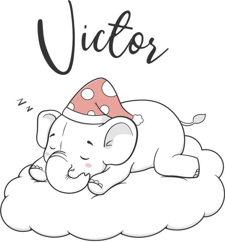 Animal vinyl rug elephant in the clouds with name - TenStickers