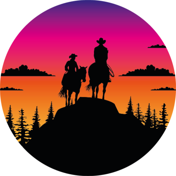 Mountains wild west and horses animal vinyl rug - TenStickers