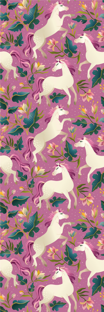 Pink and floral horse design animal vinyl rug - TenStickers