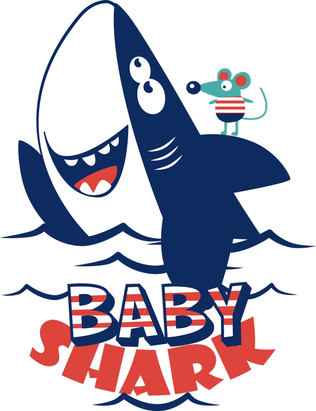Happy shark character animal vinyl rug - TenStickers
