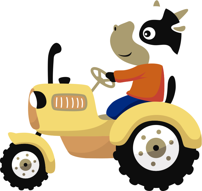 Animal vinyl rug cow on tractor design - TenStickers