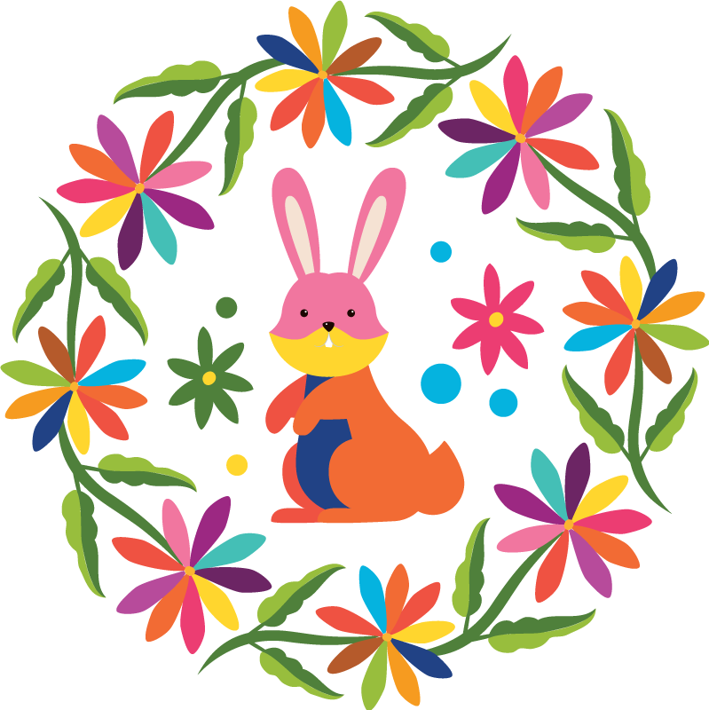 Animal vinyl rug colorful bunny design - TenStickers