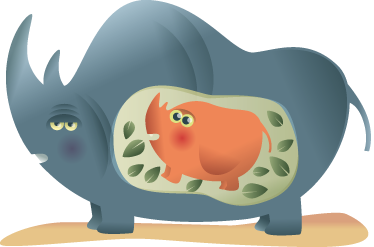 Animal vinyl rug pregnant rhino mother - TenStickers