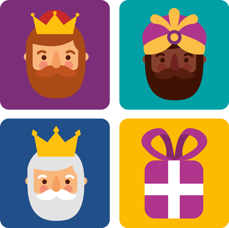 Christmas vinyl rug three kings set - TenStickers