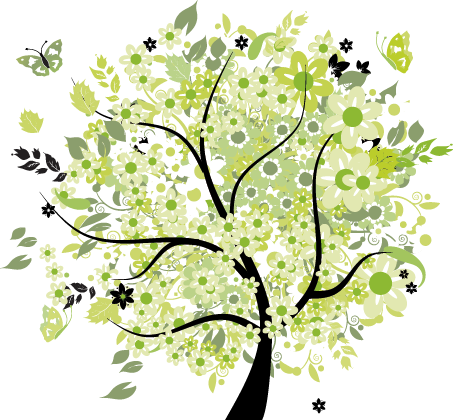 Vinyl rug flowers green spring tree - TenStickers