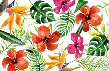 Vinyl rug flowers colorful monstera print - TenStickers