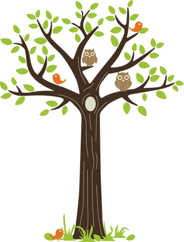 Vinyl rug flowers owls and trees - TenStickers