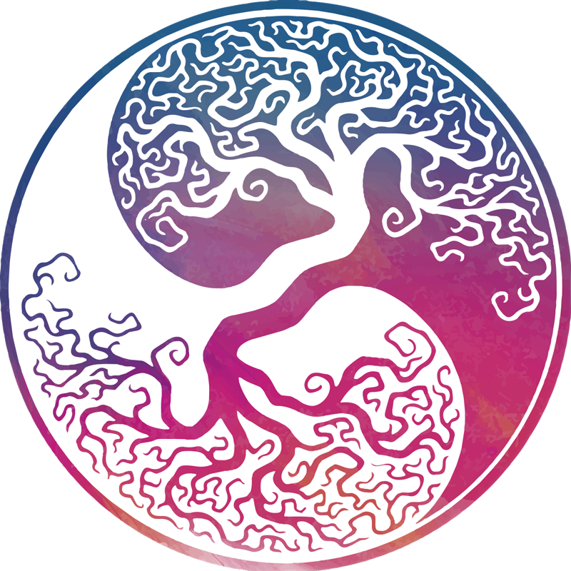 Vinyl rug flowers yin yang tree of life - TenStickers