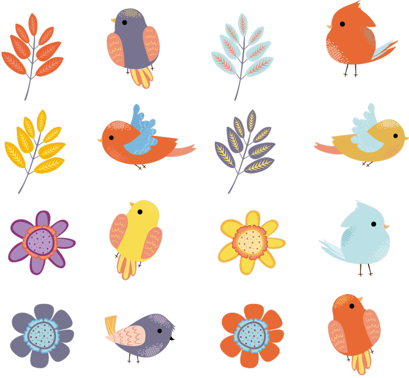 Vinyl rug flowers spring bird set - TenStickers