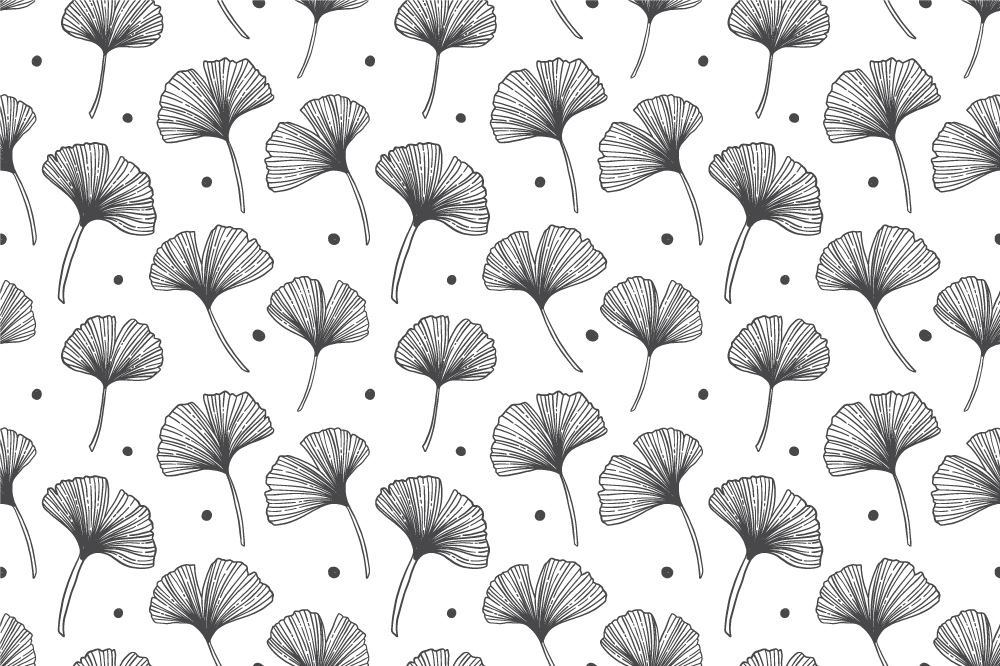 Vinyl rug flowers with white ginkgo leaves pattern - TenStickers