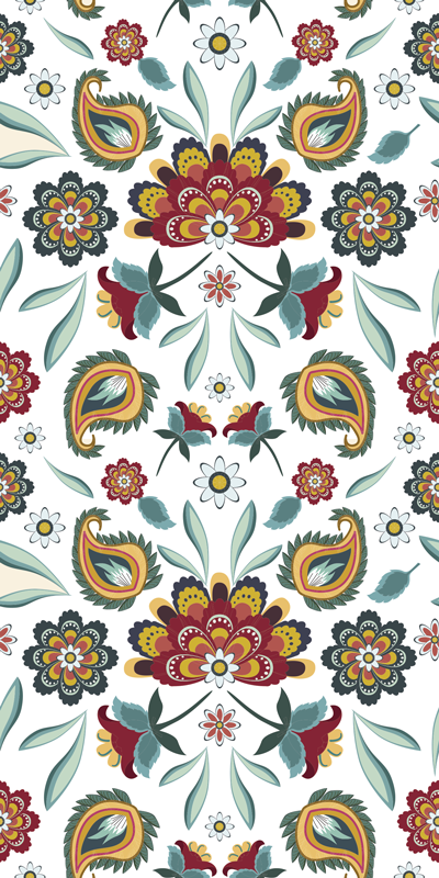 Vinyl rug flowers with ethnic floral design - TenStickers