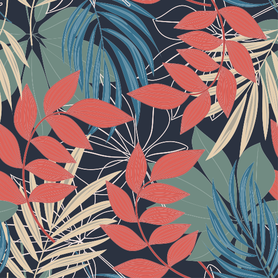 Vinyl rug flowers modern elegant flora and fauna pattern - TenStickers