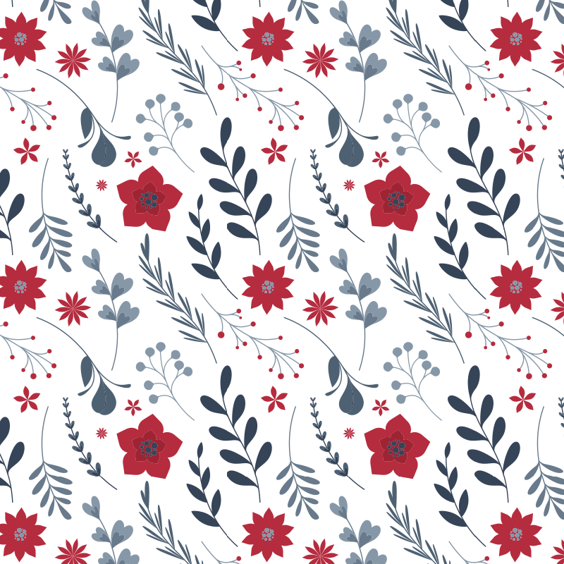 Vinyl rug flowers in red and white pattern - TenStickers
