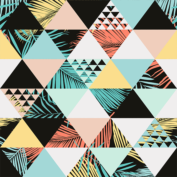 Vinyl rug flowers tropical triangles - TenStickers