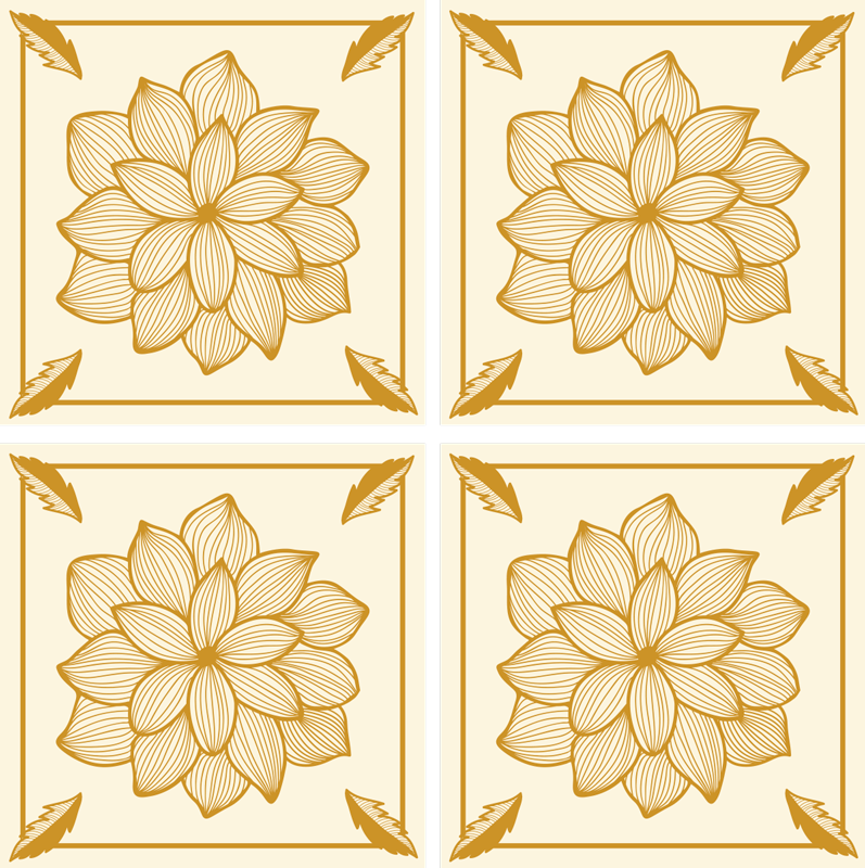 Vinyl rug flowers floral bandana paisley tile - TenStickers