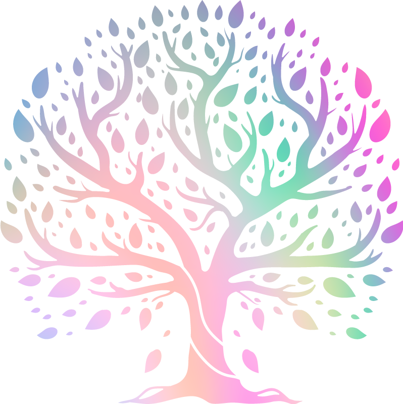 Vinyl rug flowers tree of life in rainbow colors - TenStickers