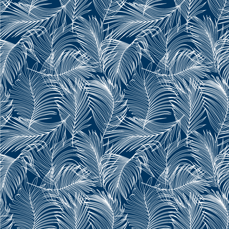 Vinyl rug flowers graceful blue leaves - TenStickers