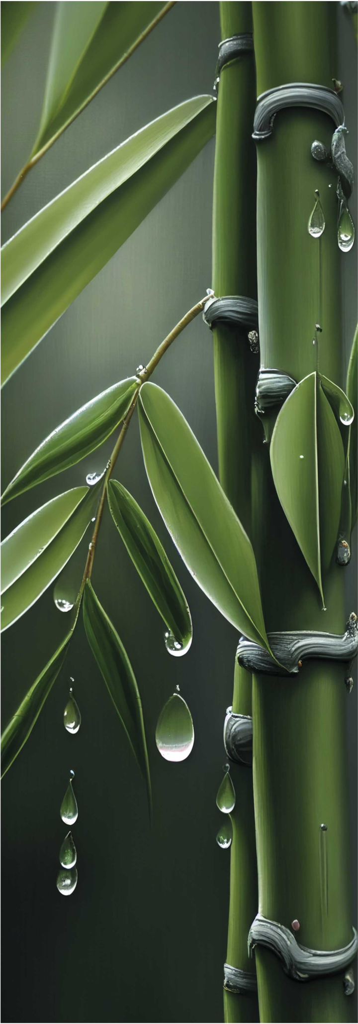 Vinyl rug flowers bamboo with drops - TenStickers