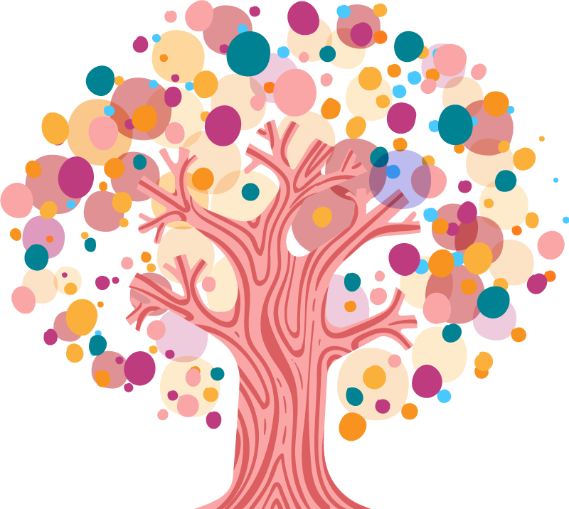 Vinyl rug flowers colorful tree silhouette - TenStickers