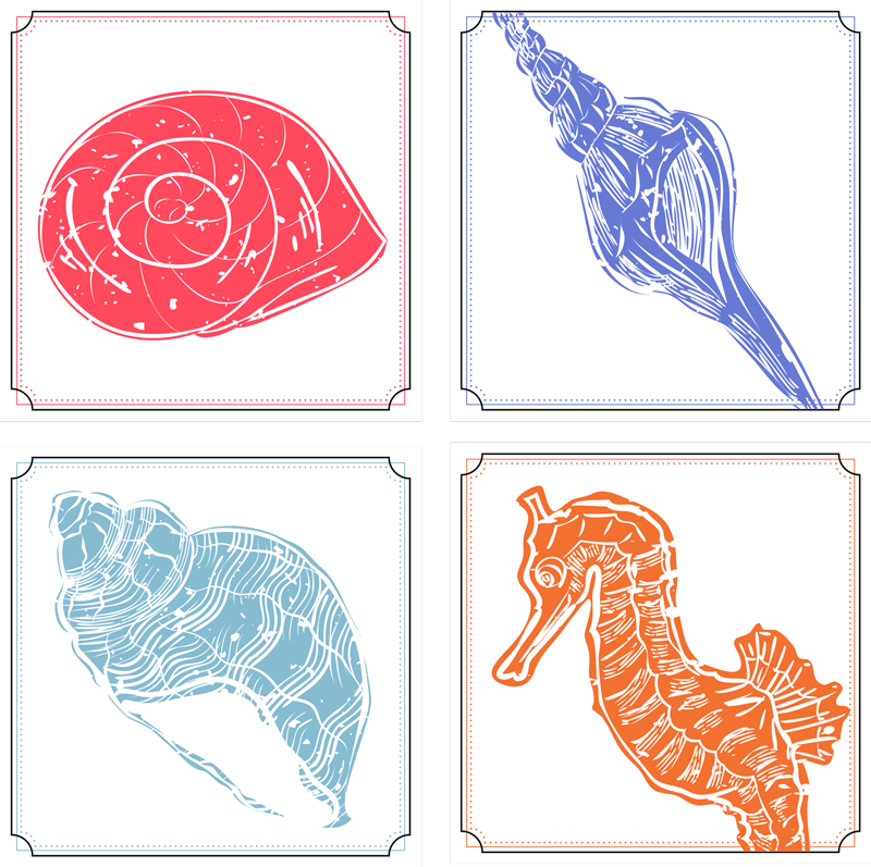 Vinyl rug flowers with ocean life designs - TenStickers