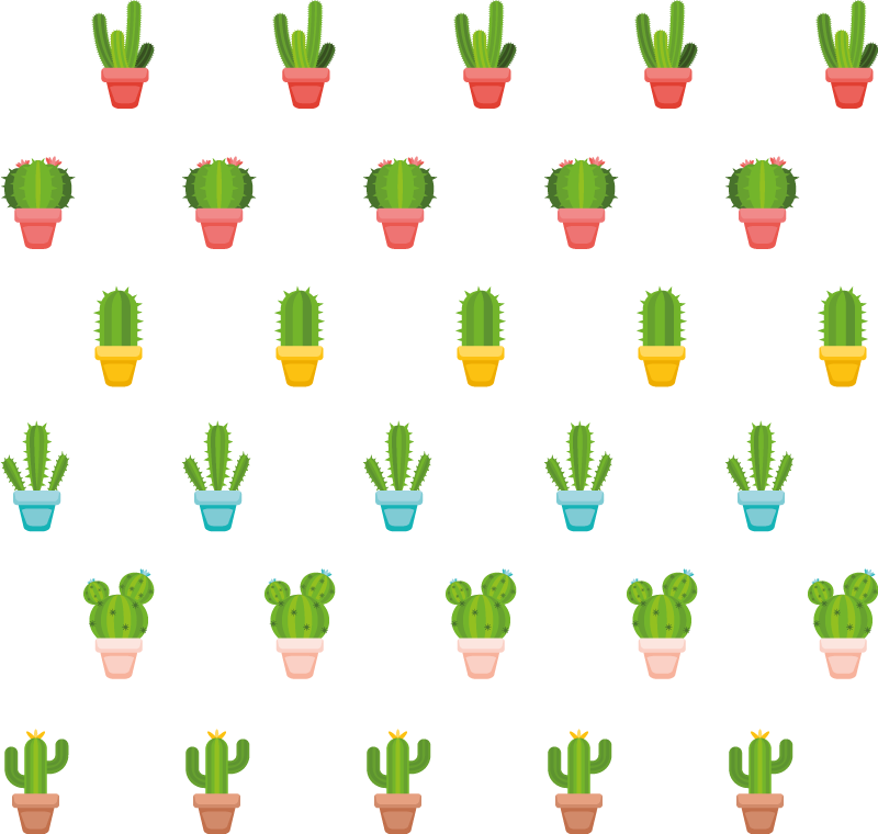 Vinyl rug flowers with cacti pattern design - TenStickers
