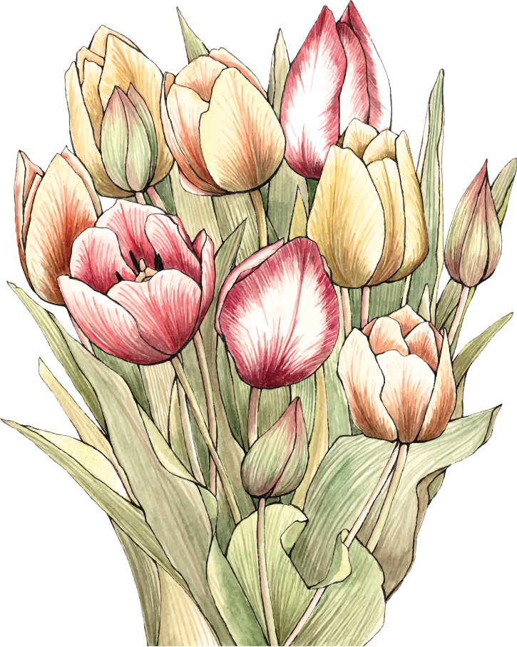 Vinyl rug flowers colorful tulip bouquet - TenStickers