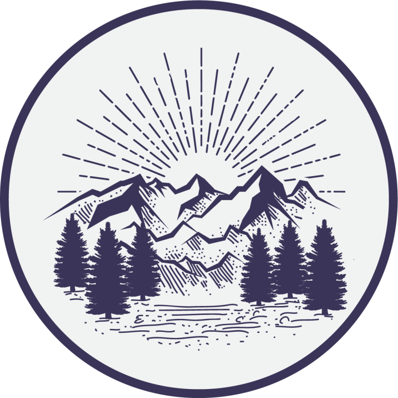 Vinyl rug flowers mountain landscape circle - TenStickers